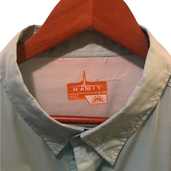 Habit Roll Tab Long Sleeve Fishing Shirt Mint Green Size XL SPF 30 Lightweight - Picture 4 of 5